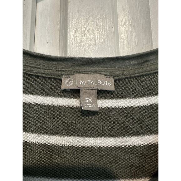 T By Talbots Plus Striped Shift Midi Dress Size 3x Cold Shoulder Stretch Comfort - Picture 3 of 8